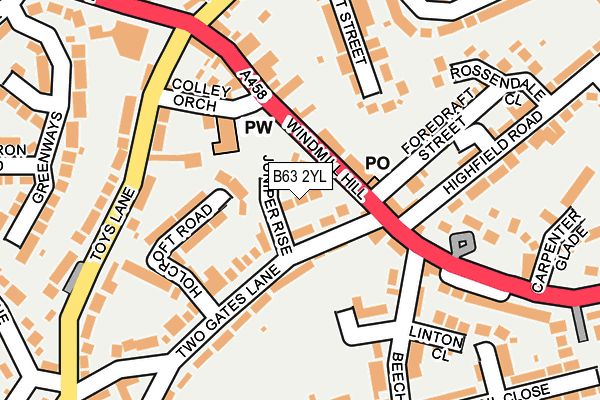 B63 2YL map - OS OpenMap – Local (Ordnance Survey)