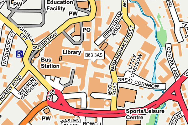 B63 3AS map - OS OpenMap – Local (Ordnance Survey)
