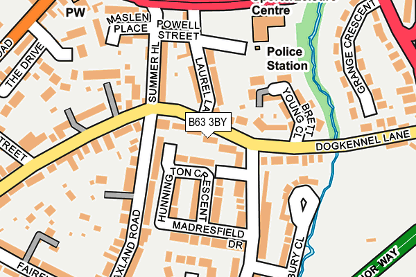 B63 3BY map - OS OpenMap – Local (Ordnance Survey)
