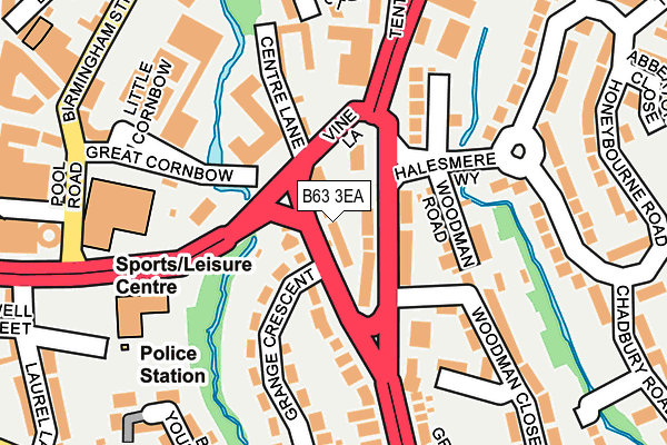 B63 3EA map - OS OpenMap – Local (Ordnance Survey)