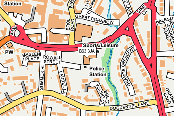 B63 3JA map - OS OpenMap – Local (Ordnance Survey)