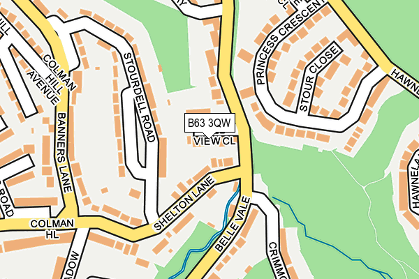 B63 3QW map - OS OpenMap – Local (Ordnance Survey)