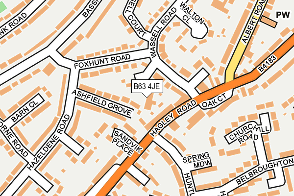 B63 4JE map - OS OpenMap – Local (Ordnance Survey)