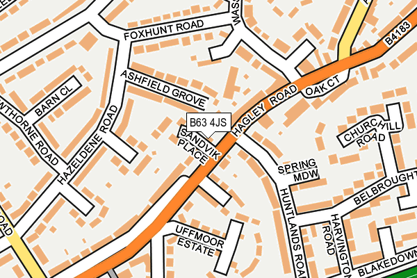B63 4JS map - OS OpenMap – Local (Ordnance Survey)