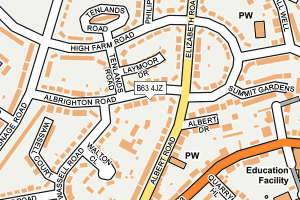 B63 4JZ map - OS OpenMap – Local (Ordnance Survey)