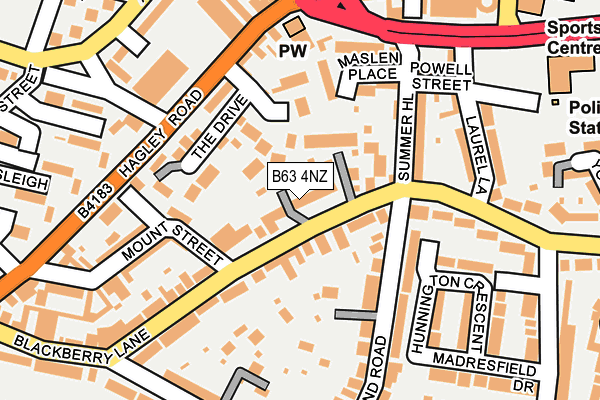 B63 4NZ map - OS OpenMap – Local (Ordnance Survey)