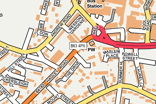 B63 4PX map - OS OpenMap – Local (Ordnance Survey)