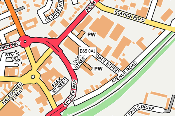 B65 0AJ map - OS OpenMap – Local (Ordnance Survey)