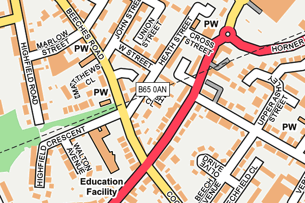 B65 0AN map - OS OpenMap – Local (Ordnance Survey)