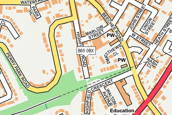 B65 0BX map - OS OpenMap – Local (Ordnance Survey)