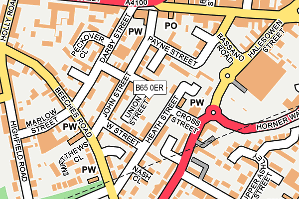 B65 0ER map - OS OpenMap – Local (Ordnance Survey)