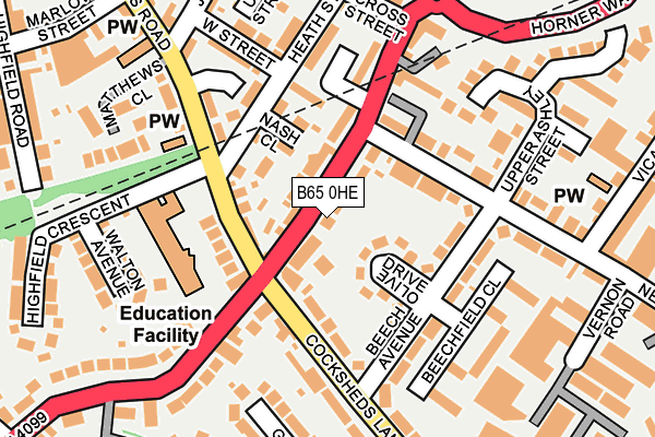 B65 0HE map - OS OpenMap – Local (Ordnance Survey)