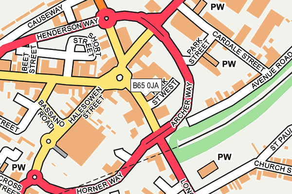 B65 0JA map - OS OpenMap – Local (Ordnance Survey)