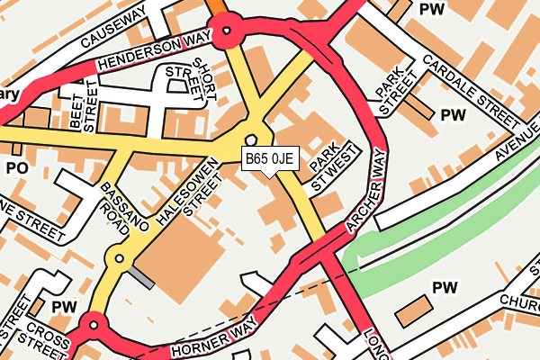 B65 0JE map - OS OpenMap – Local (Ordnance Survey)