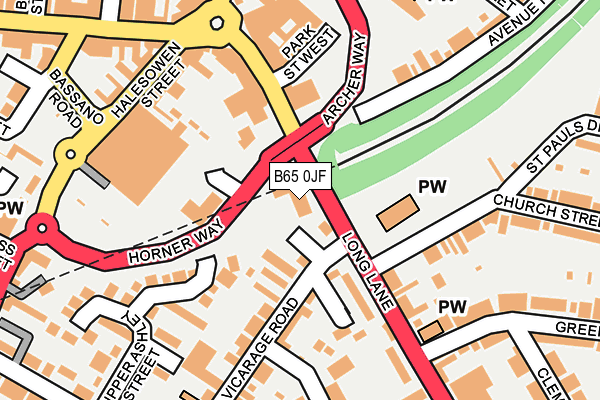 B65 0JF map - OS OpenMap – Local (Ordnance Survey)