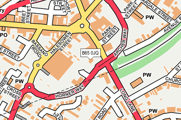 B65 0JQ map - OS OpenMap – Local (Ordnance Survey)