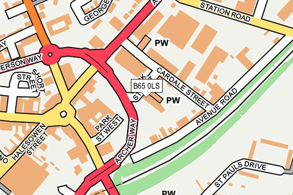 B65 0LS map - OS OpenMap – Local (Ordnance Survey)