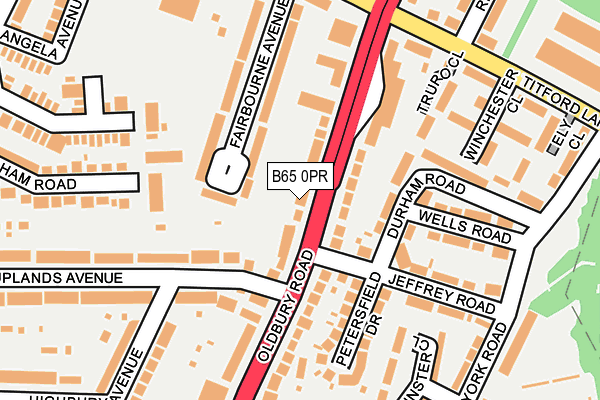 B65 0PR map - OS OpenMap – Local (Ordnance Survey)