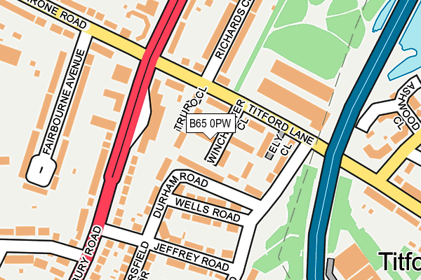 B65 0PW map - OS OpenMap – Local (Ordnance Survey)