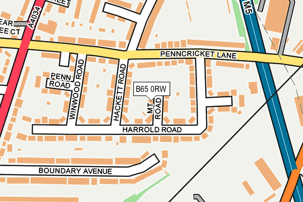 B65 0RW map - OS OpenMap – Local (Ordnance Survey)