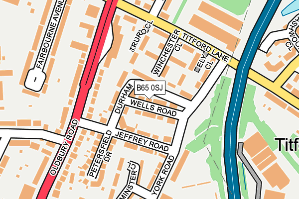 B65 0SJ map - OS OpenMap – Local (Ordnance Survey)