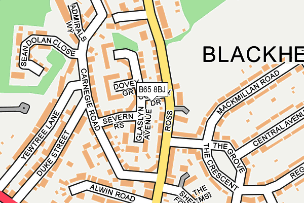 B65 8BJ map - OS OpenMap – Local (Ordnance Survey)