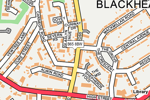 B65 8BW map - OS OpenMap – Local (Ordnance Survey)