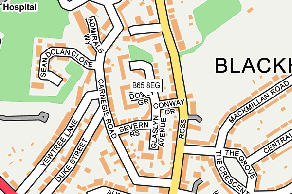 B65 8EG map - OS OpenMap – Local (Ordnance Survey)