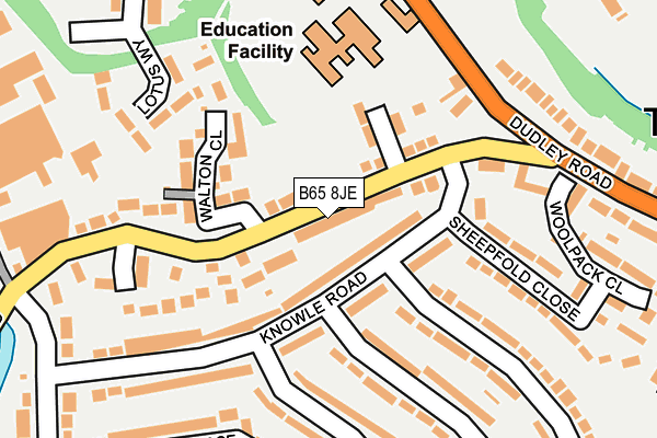 B65 8JE map - OS OpenMap – Local (Ordnance Survey)