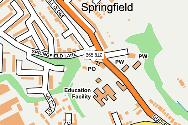 B65 8JZ map - OS OpenMap – Local (Ordnance Survey)