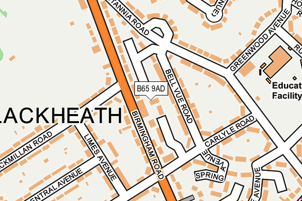 B65 9AD map - OS OpenMap – Local (Ordnance Survey)