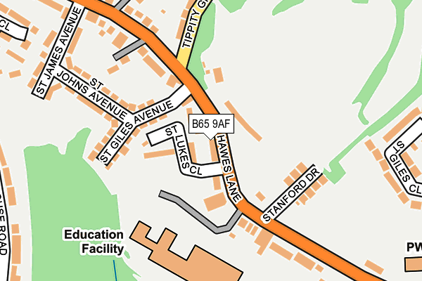 B65 9AF map - OS OpenMap – Local (Ordnance Survey)