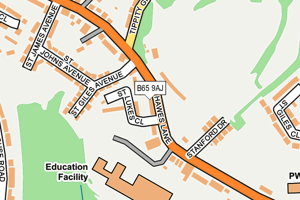 B65 9AJ map - OS OpenMap – Local (Ordnance Survey)