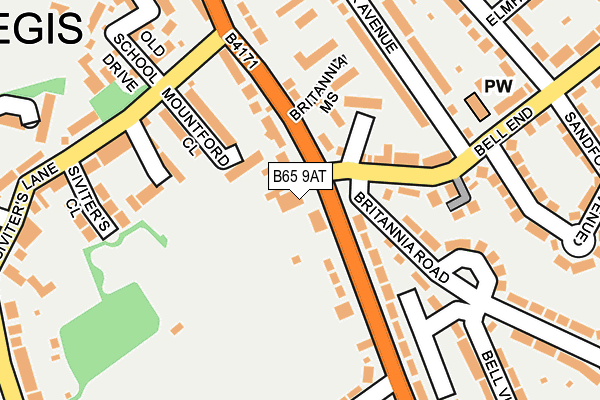 B65 9AT map - OS OpenMap – Local (Ordnance Survey)