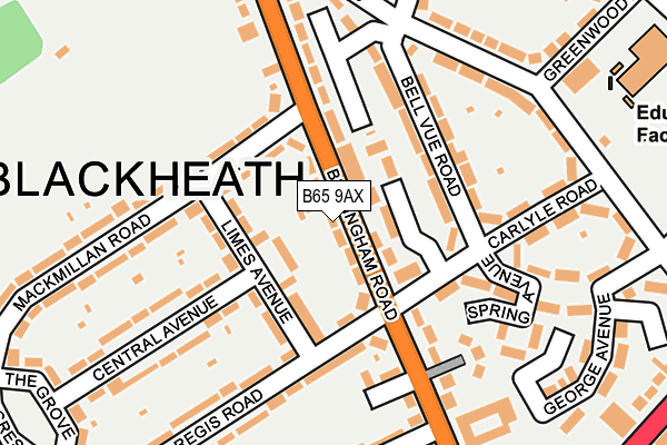 B65 9AX map - OS OpenMap – Local (Ordnance Survey)