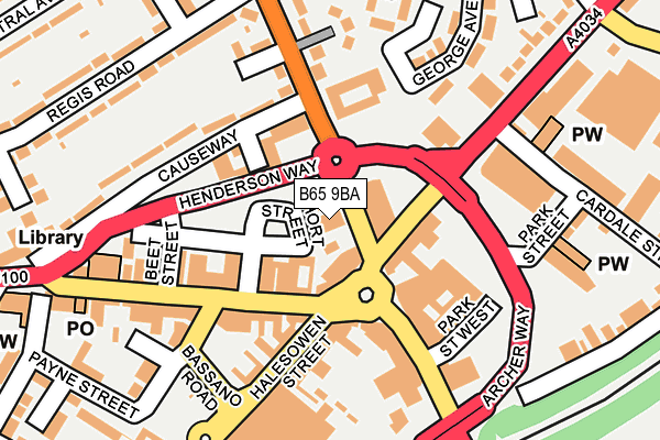 B65 9BA map - OS OpenMap – Local (Ordnance Survey)
