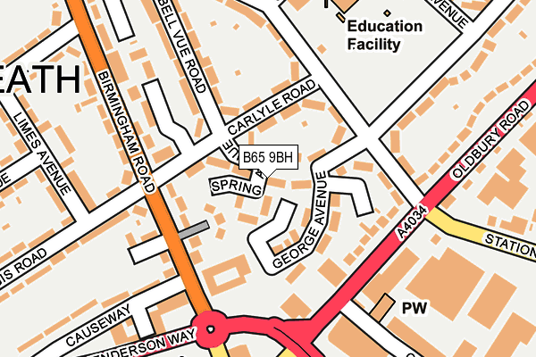 B65 9BH map - OS OpenMap – Local (Ordnance Survey)