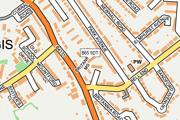 B65 9DT map - OS OpenMap – Local (Ordnance Survey)