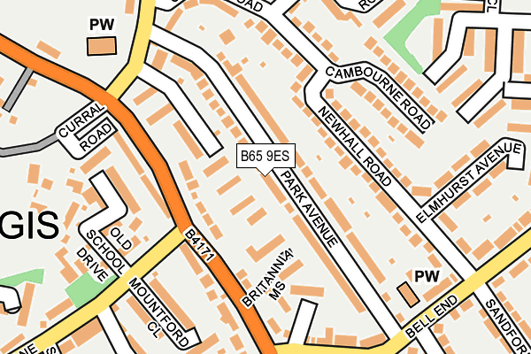 B65 9ES map - OS OpenMap – Local (Ordnance Survey)