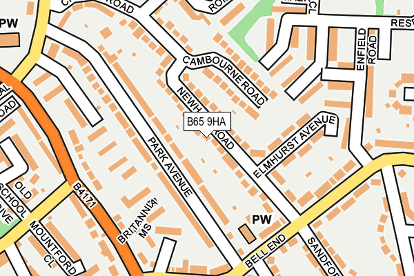 B65 9HA map - OS OpenMap – Local (Ordnance Survey)