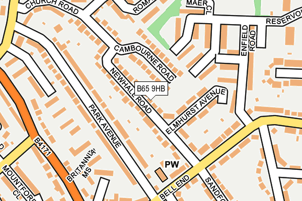 B65 9HB map - OS OpenMap – Local (Ordnance Survey)