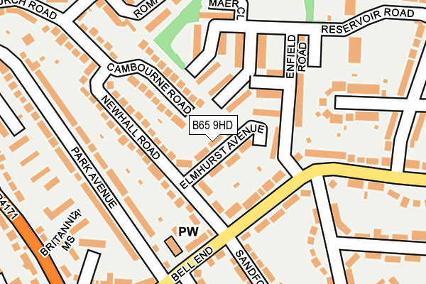 B65 9HD map - OS OpenMap – Local (Ordnance Survey)