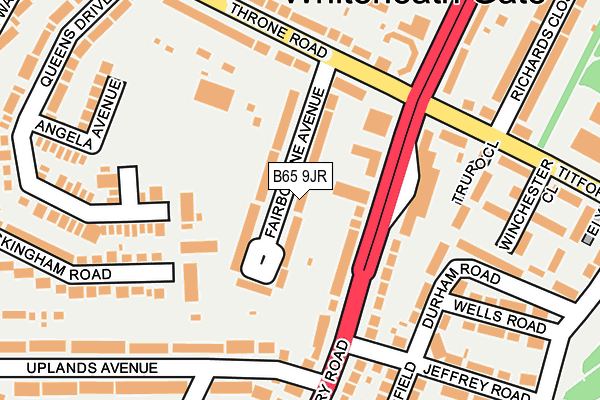 B65 9JR map - OS OpenMap – Local (Ordnance Survey)