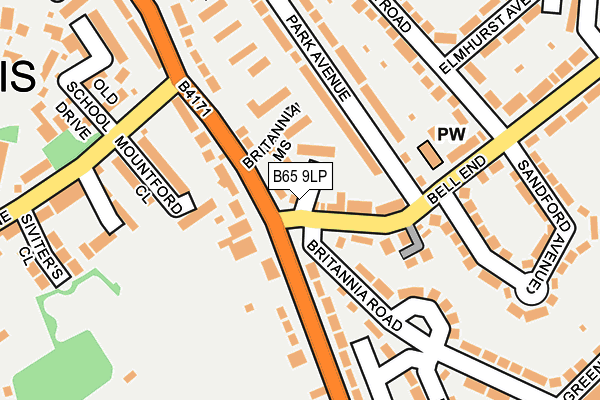 B65 9LP map - OS OpenMap – Local (Ordnance Survey)