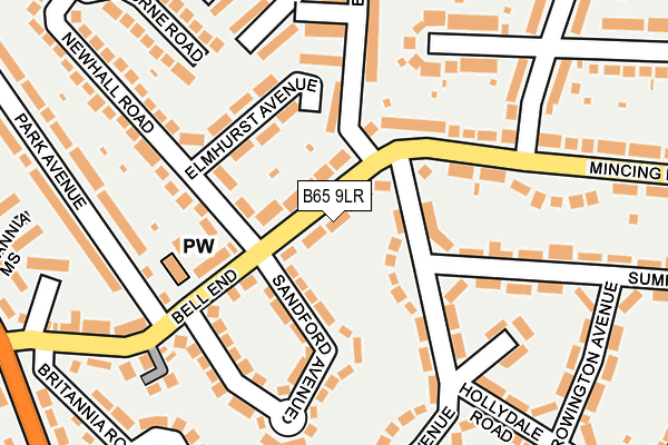 B65 9LR map - OS OpenMap – Local (Ordnance Survey)