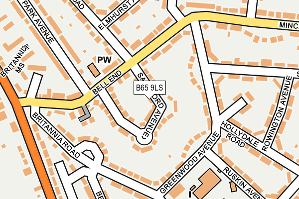 B65 9LS map - OS OpenMap – Local (Ordnance Survey)