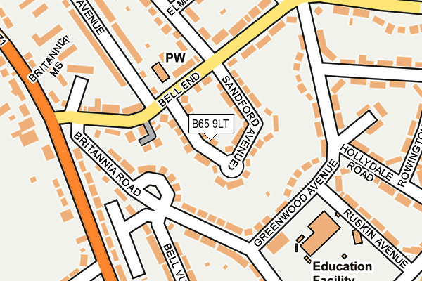 B65 9LT map - OS OpenMap – Local (Ordnance Survey)