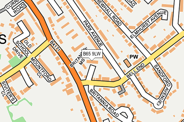 B65 9LW map - OS OpenMap – Local (Ordnance Survey)