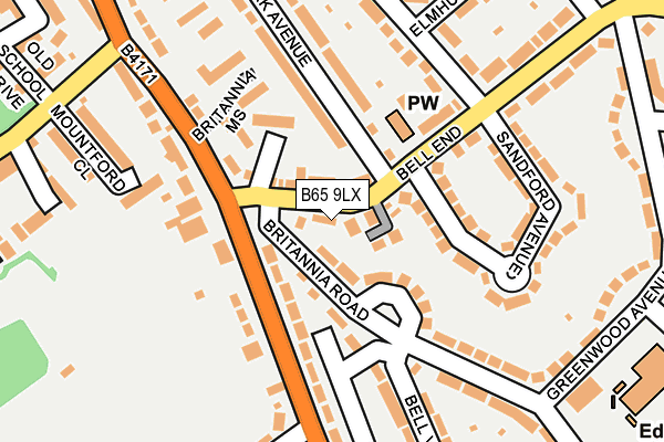 B65 9LX map - OS OpenMap – Local (Ordnance Survey)