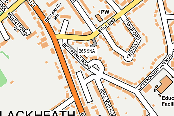 B65 9NA map - OS OpenMap – Local (Ordnance Survey)